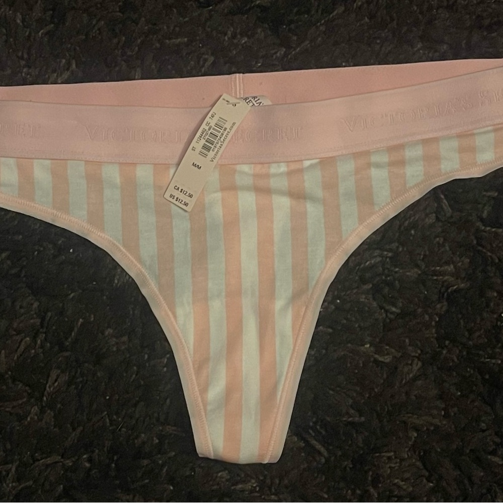 Victoria Secret New With Tags. Striped Pink & White Thong